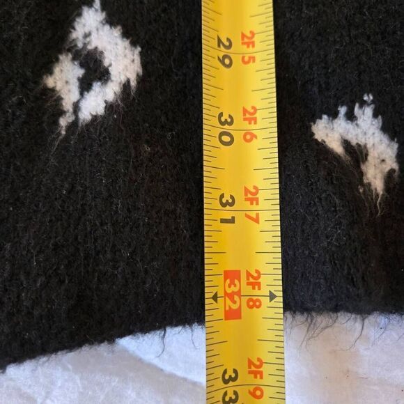 Talbots Womens Leopard Print Open Front Fuzzy Knit Cardigan Black White Medium - Picture 10 of 11